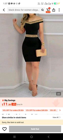 Black Rhinestone body con size 2(XS)