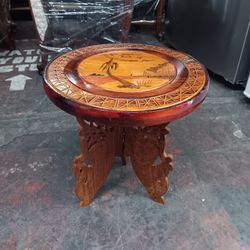 Vintage Hand Carved Fiji Pedestal Foot Stool/ Table
