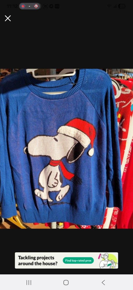 Adult MEDIUM Snoopy Santa Christmas Ugly Sweater