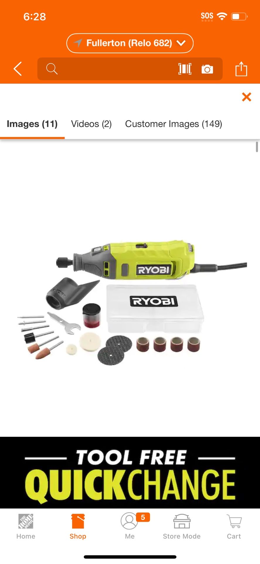 RYOBI 1.2 Amp Corded Rotary Tool @ry-609