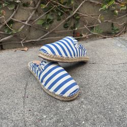 Kate Spade Laila Blue & White Striped Slip-On Flats