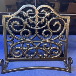 Beautiful enamel over cast iron cookbook stand with fancy scrollwork