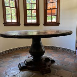 Antique Wood Pedestal Dining Table