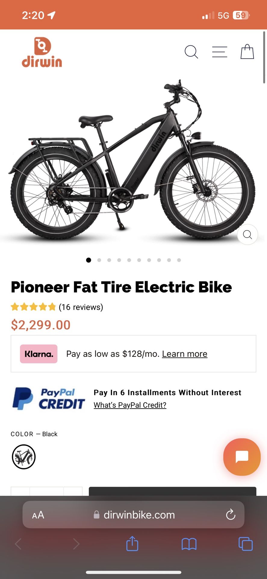 Dirwin Pioneer Fat Tire Electric Bike