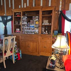 Large Vintage Solid Wood Bookshelf/hutch