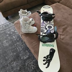 Snowboard, Boots, And Bindings 