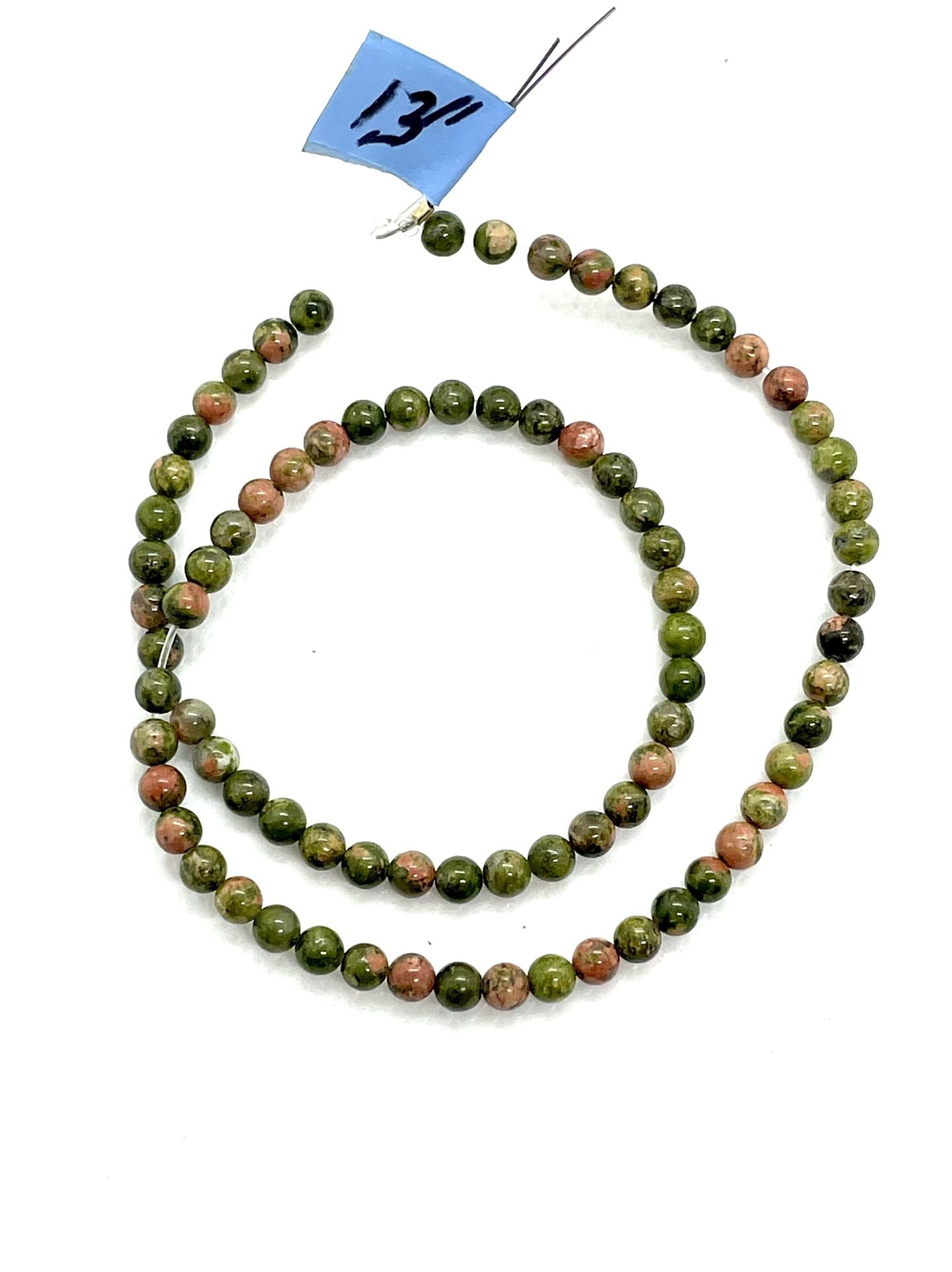 13” Strand Of Unakite Beads