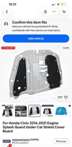 Honda Civic 2016-2021 Engine Splash Guard Shield