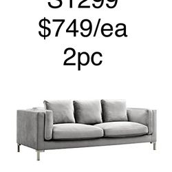 Couch or sofa Iconic Home Everlie Sofa Velvet Upholstered Multi-Cushion Seat. BRAND NEW IN A BOX.