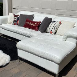 White Leather Sectional 