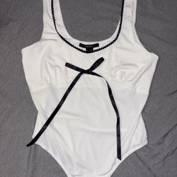 White Body suit with Black bow