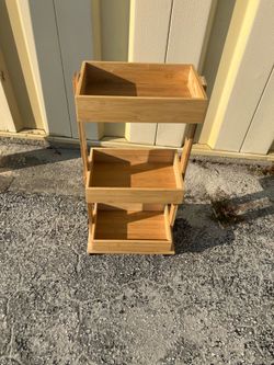 3 Tier Wooden Shelf On Wheels