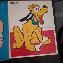 2 Disney Pluto Playskool Wooden Puzzles
