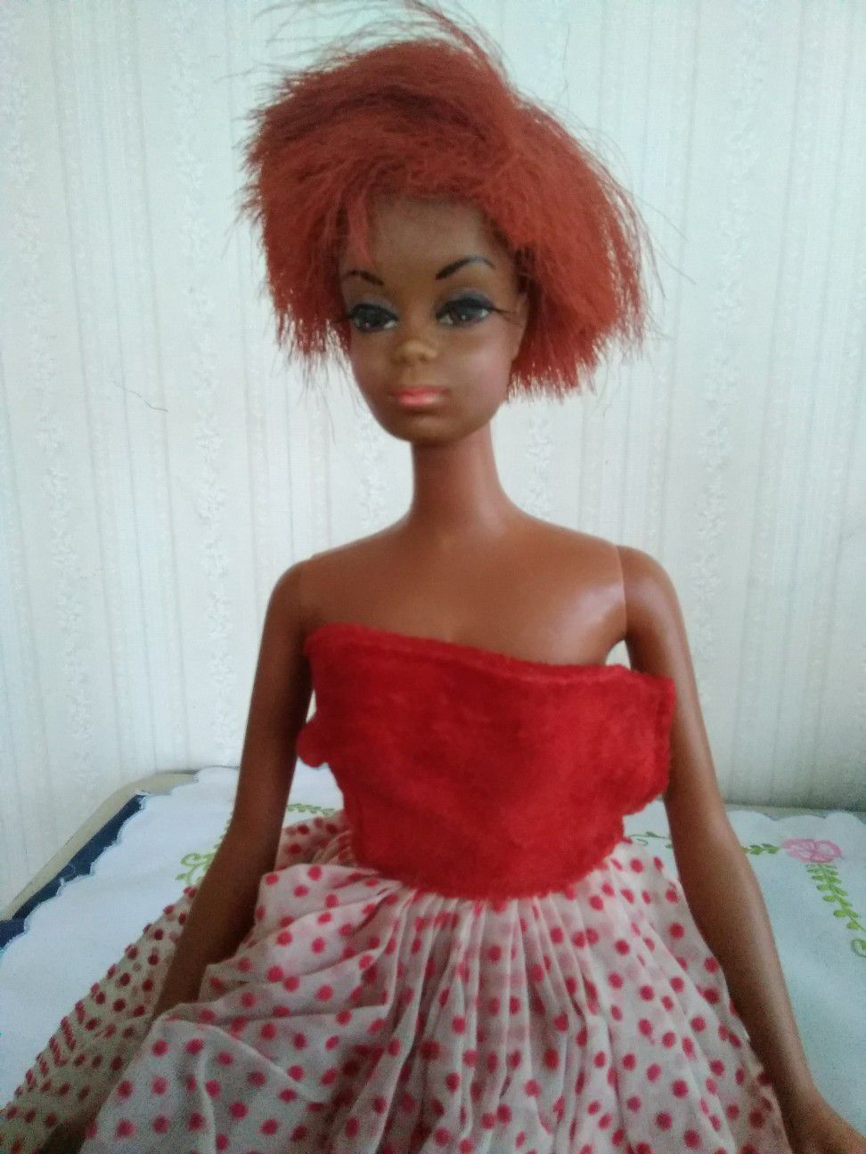 Black Barbie Julia Doll with Red Hair.