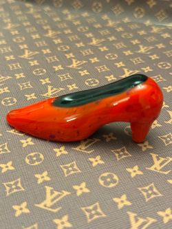 Retired Fitz & Floyd Art Glass 3” Shoe Menagerie Red Black