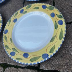 Pier 1 Palermo Made In Italy 2002 Vintage Deep Plates Bowls & Small Cake Plate Dinnerware Set🍽️ 