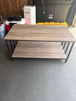 Industrial Wood and Metal Desk with Shelf