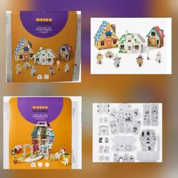 Mondo Llama Halloween Color-Your-Own Haunted House or Haunted Village Cardboard Craft Kit.