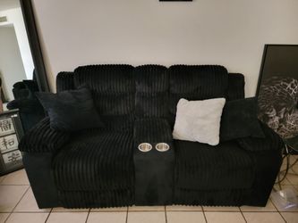 Corduroy Black Reclining Love seat and Couch