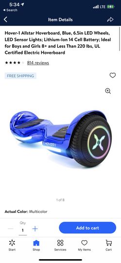 Brand New Brand New Hover-1 Allstar Hoverboard, Blue, 6.5in LED Wheels, LED Sensor Lights; Lithium-Ion