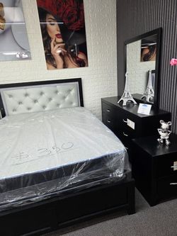 ππ Bedroom Set Queen 4-Pcs/Mattress and Boxspring Included