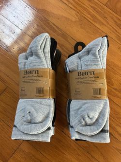Born men’s Half Cushion organic cotton Crew Socks 12 packs