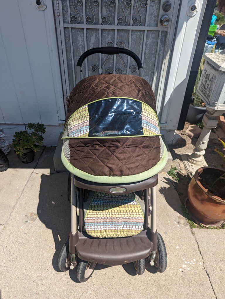 Brown And Green Stroller