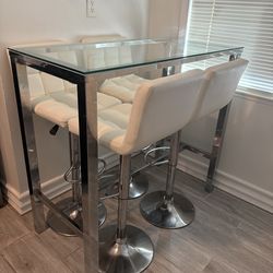 Chrome glass top pub table