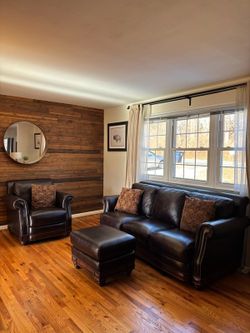 Leather Couch, Chair And Autumn 