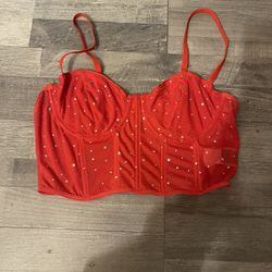 Red Cropped Corset Top 