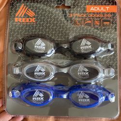 New 3 Pack Adult Goggles 