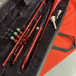 Nice Red Valve Trombone with Large and Small Mouthpieces $440 Firm
