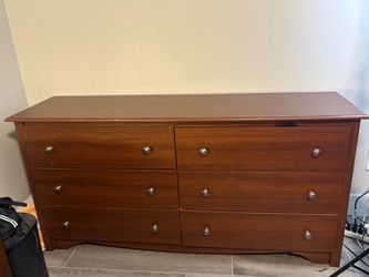 6-Drawer Wood Dresser Cherry Finish and Nightstand