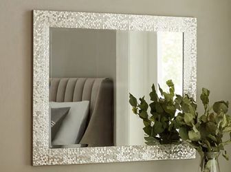 NEW! ALLEN+ROTH Glitzy Silver Framed Wall Mirror Model # 5192205