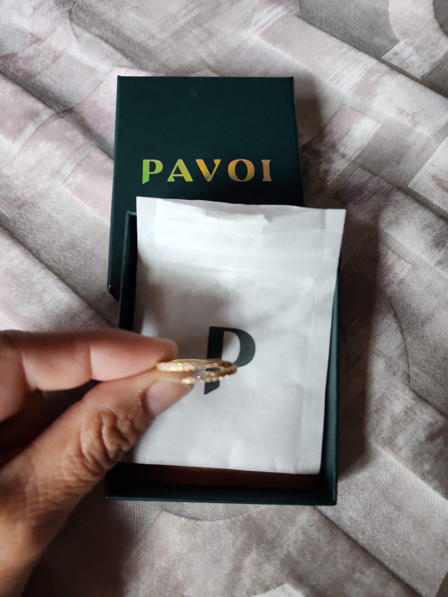 Pavoi ring gold and zirconia
