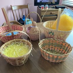 New! Easter Baskets:  Set of 6, Different Sizes And Colors, Will Separate 