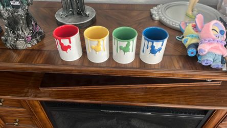 Disney Ink & Paint Ceramic 8 oz Jar Cup Mug Set of 4