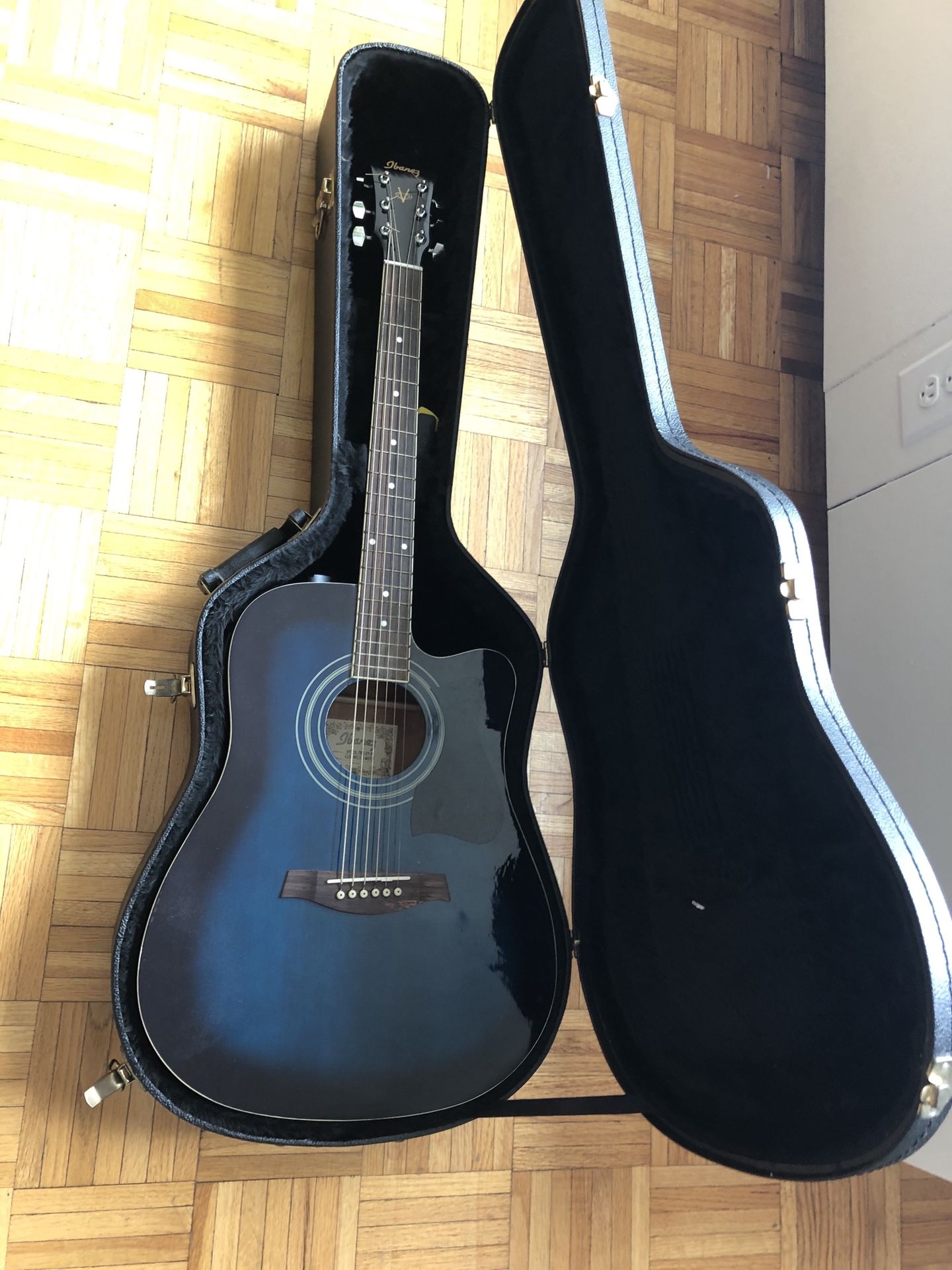 Acoustic guitar with case, Ibanez