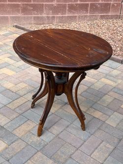 Circular wooden table