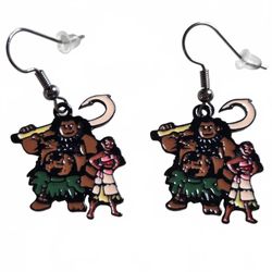 Moana Inspired Maui Polynesian Character Dangle Earrings Tropical Island New