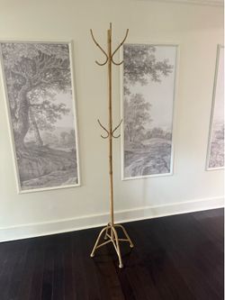Vintage Faux Bamboo Metal Coat Rack — 6 ft | Boho Chic Statement Piece