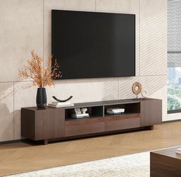 Dark Brown Fluted TV Stand