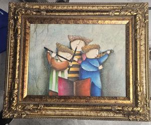 framed oil on canvas painting signed by J. Roybal.