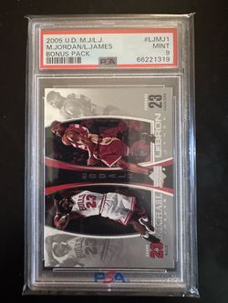 2005-06 Upper Deck Dual MJ/LJ #LJMJ1 Michael Jordan, LeBron James PSA 9