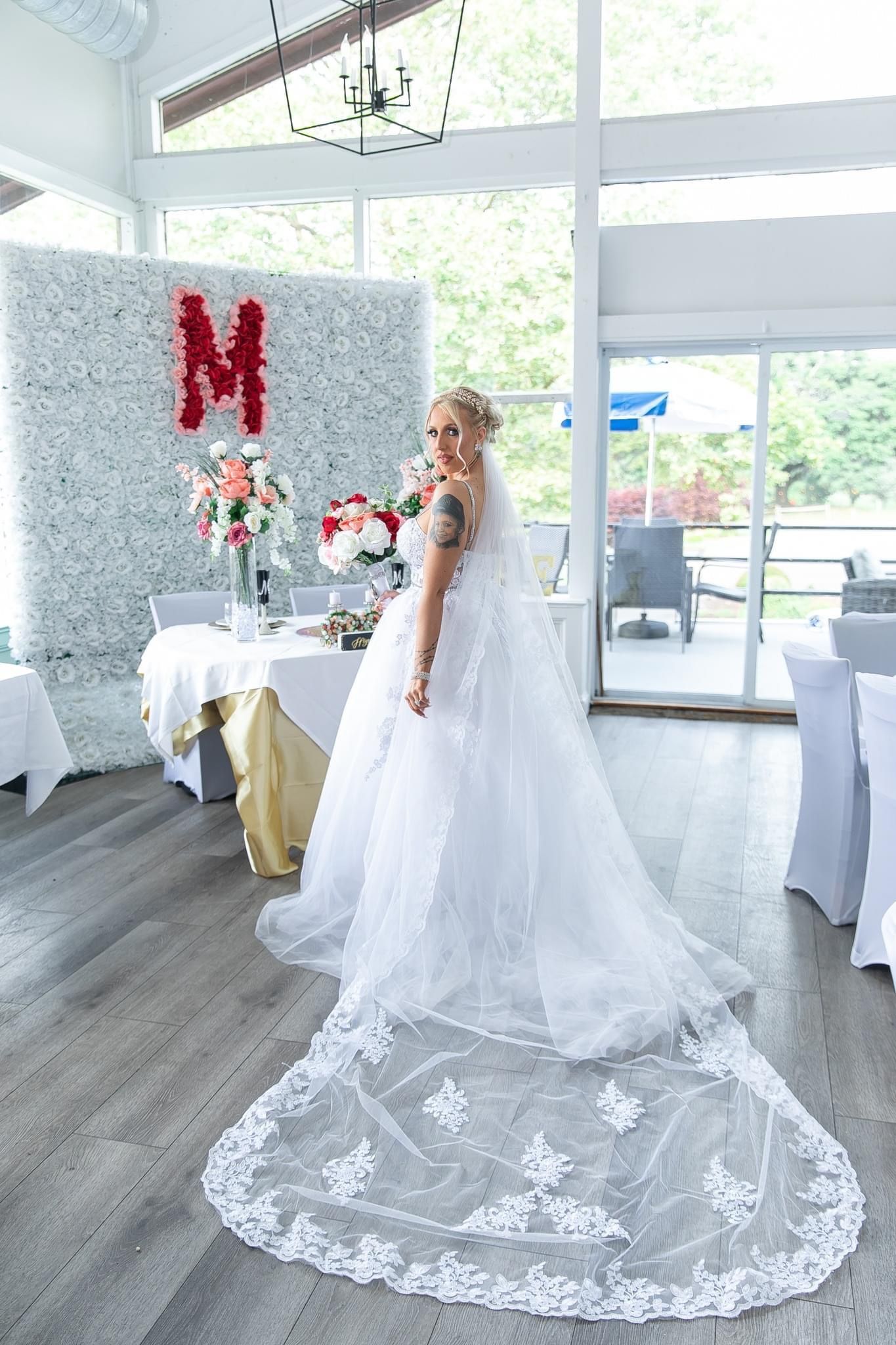 size 8 Wedding Gown needs dry cleaning