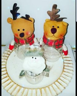 Brand new plastic Christmas jars for candies/chocolates....2 big & 1 small) $10 for a set