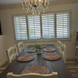 Rustic Farmhouse Dining Table With 6 Chairs Included   