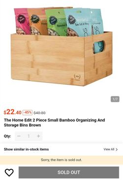 TWO Bamboo Storage Bin