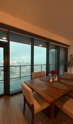Modern Wood Dining Table Set with Upholstered Chairs