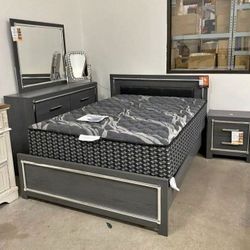 LODANNA GRAY LED PANEL BEDROOM SET